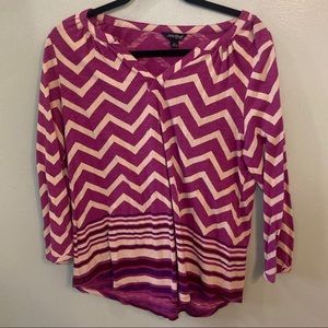 Lucky Brand Chevron Pink Long Sleeve Shirt